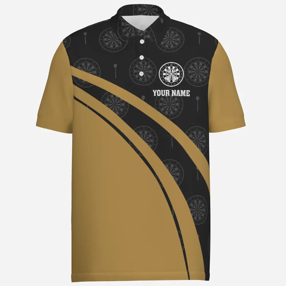 Schwarzes Herren Polo-Shirt für mein Trinkteam mit Bier-Darts, individuell anpassbares Darts-Trikot für Männer in Schwarz und Gelb J499 - Outfitsuche