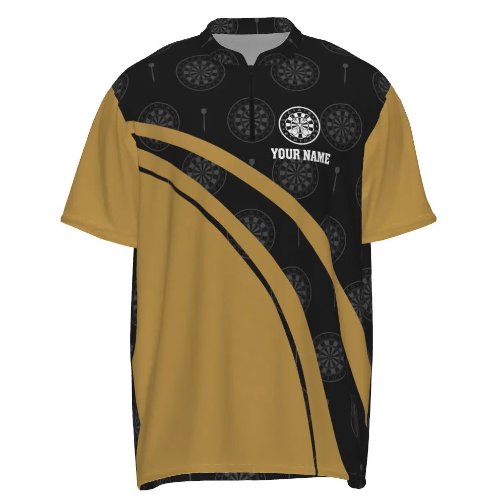 Schwarzes Herren Polo-Shirt für mein Trinkteam mit Bier-Darts, individuell anpassbares Darts-Trikot für Männer in Schwarz und Gelb J499 - Outfitsuche