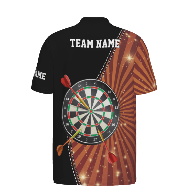 Schwarzes Orange Halo Herren Darts Polo Shirt, individuell anpassbares cooles Darts Shirt für Männer, Dart Trikots E177 - Outfitsuche