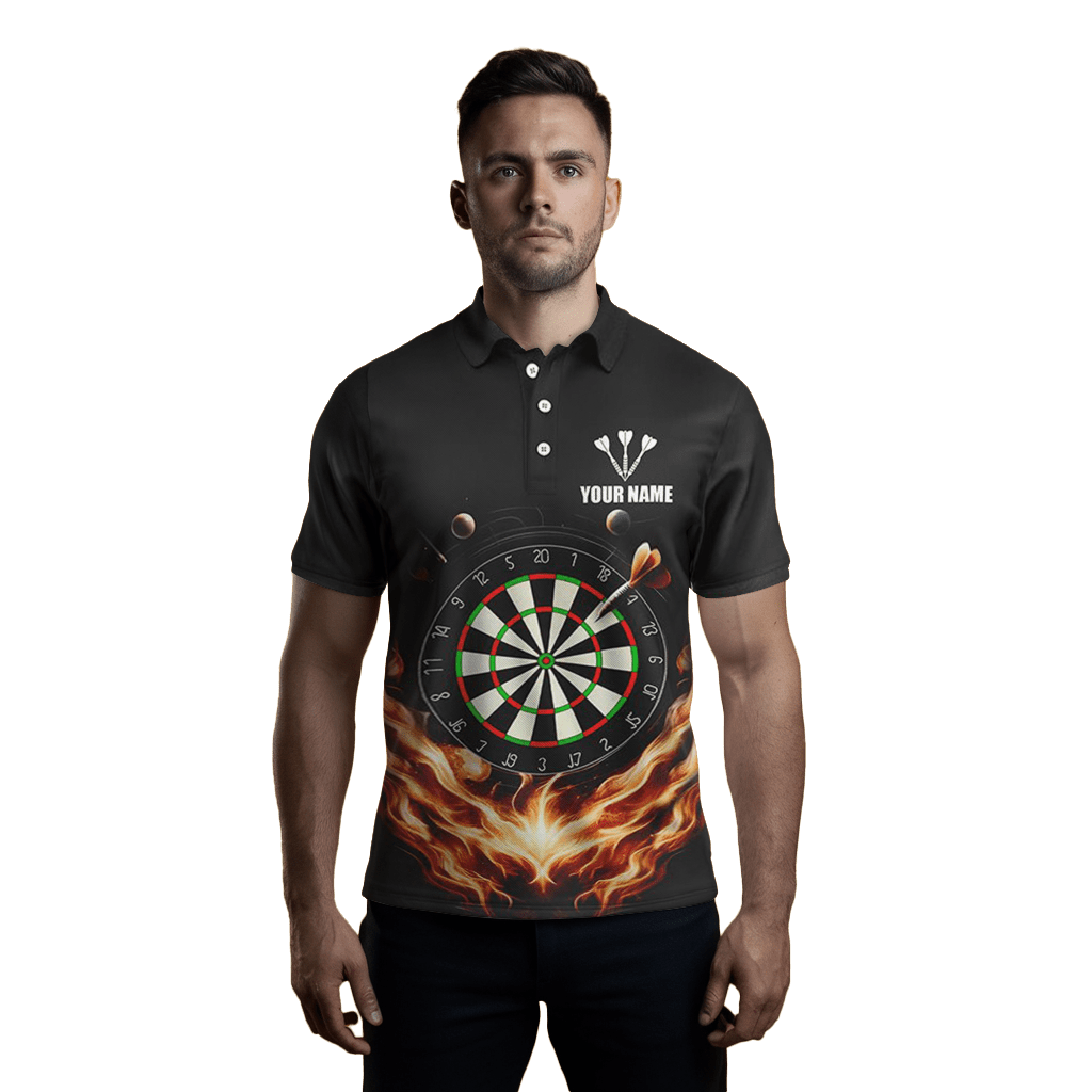 Schwarzes Orange Herren Dartpoloshirt | Dartshirt | Darttrikot L1372 - Outfitsuche