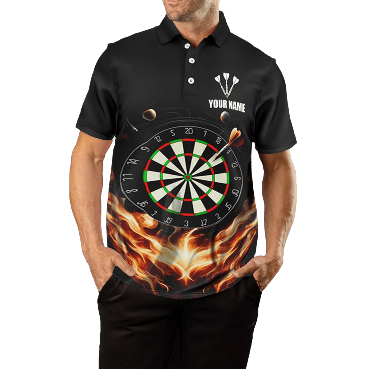 Schwarzes Orange Herren Dartpoloshirt | Dartshirt | Darttrikot L1372 - Outfitsuche