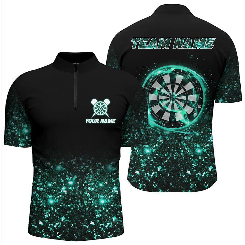 Schwarzes Türkis Licht Dart Polo Shirt - Personalisierte Dartshirts für Teams T3334 - Outfitsuche