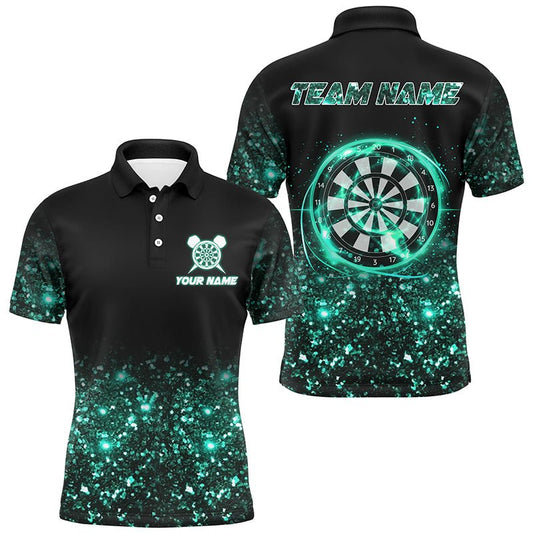 Schwarzes Türkis Licht Dart Polo Shirt - Personalisierte Dartshirts für Teams T3334 - Outfitsuche