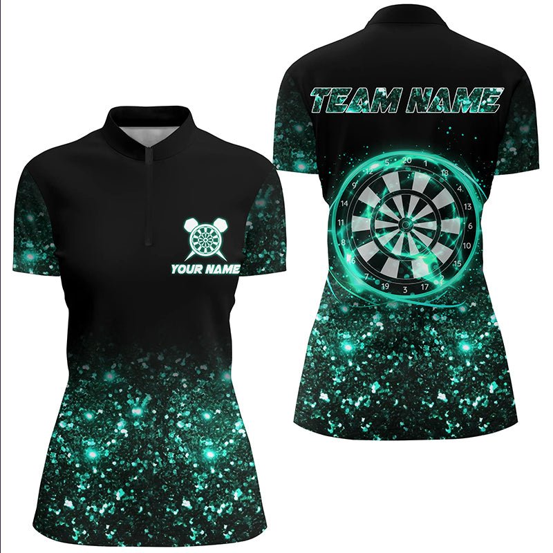 Schwarzes Türkis Licht Dart Polo Shirt - Personalisierte Dartshirts für Teams T3334 - Outfitsuche