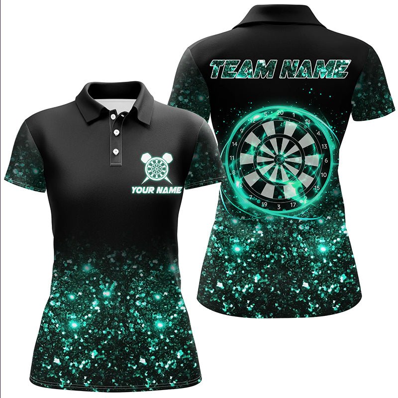 Schwarzes Türkis Licht Dart Polo Shirt - Personalisierte Dartshirts für Teams T3334 - Outfitsuche