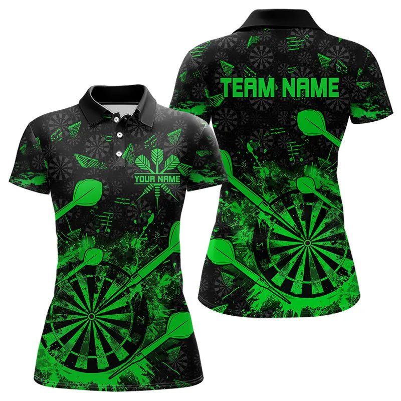 Schwarzes und grünes Grunge Dart Polo Shirt, personalisierte Dart - Trikots für Teams T3464 - Outfitsuche