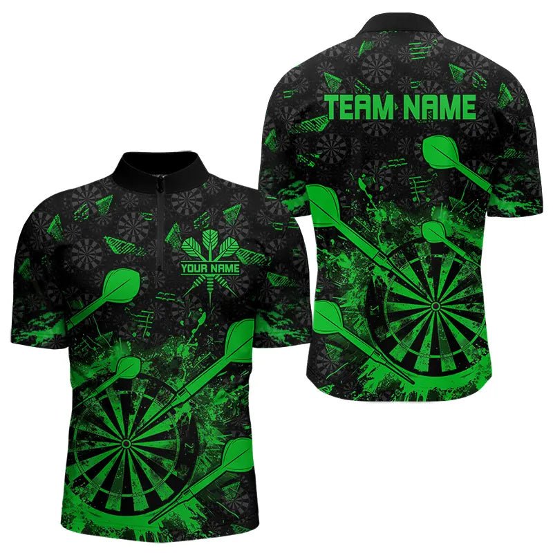 Schwarzes und grünes Grunge Dart Polo Shirt, personalisierte Dart - Trikots für Teams T3464 - Outfitsuche