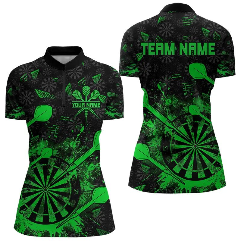 Schwarzes und grünes Grunge Dart Polo Shirt, personalisierte Dart - Trikots für Teams T3464 - Outfitsuche