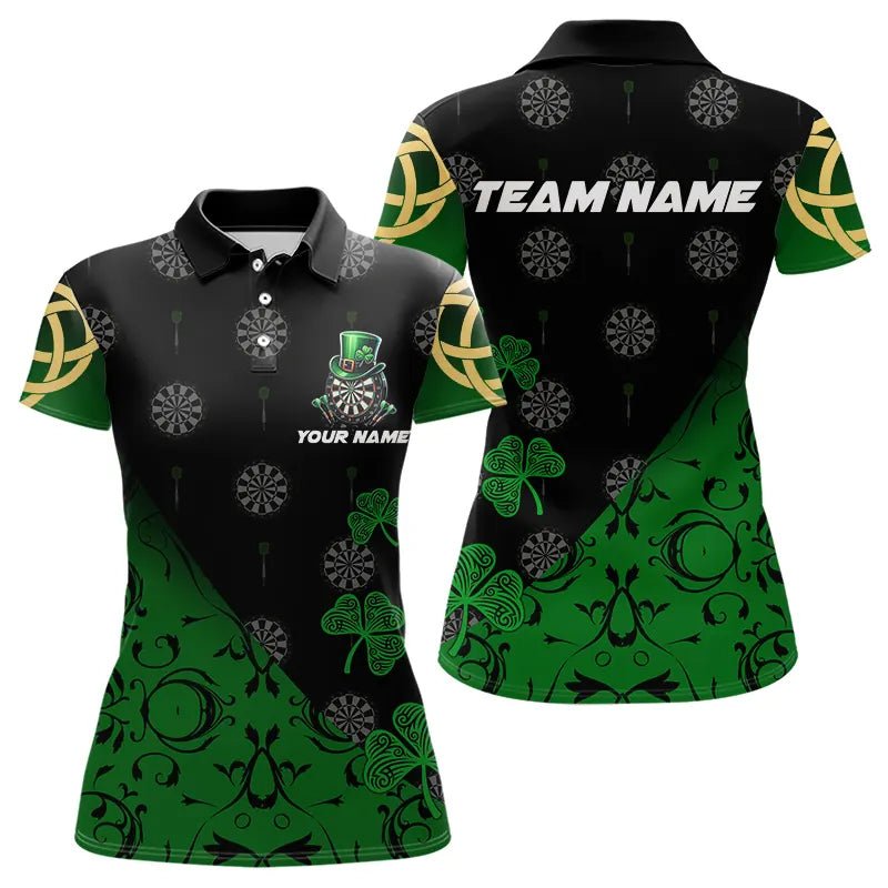 Schwarzes und grünes St. Patrick's Day Glücks - Kleeblatt Dart Polo Shirt für individuelle Dart - Teams T3457 - Outfitsuche