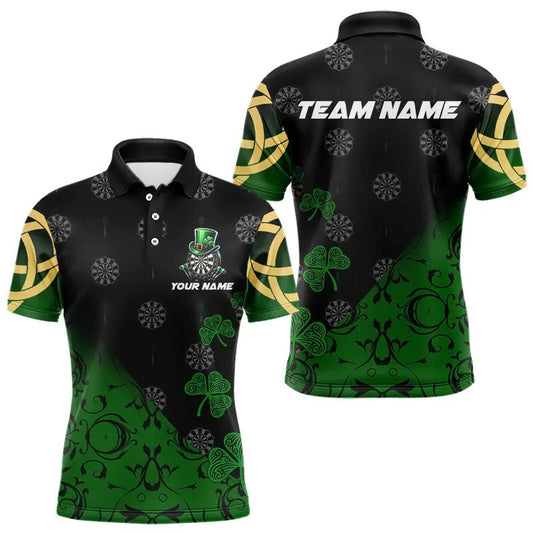 Schwarzes und grünes St. Patrick's Day Glücks - Kleeblatt Dart Polo Shirt für individuelle Dart - Teams T3457 - Outfitsuche