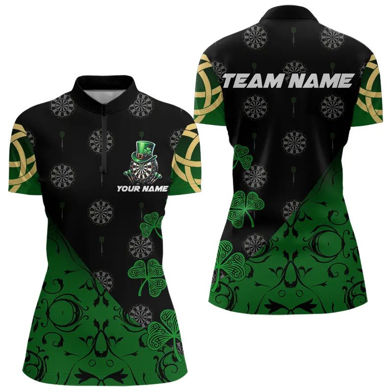 Schwarzes und grünes St. Patrick's Day Glücks - Kleeblatt Dart Polo Shirt für individuelle Dart - Teams T3457 - Outfitsuche