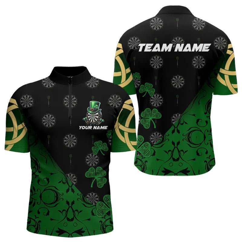 Schwarzes und grünes St. Patrick's Day Glücks - Kleeblatt Dart Polo Shirt für individuelle Dart - Teams T3457 - Outfitsuche