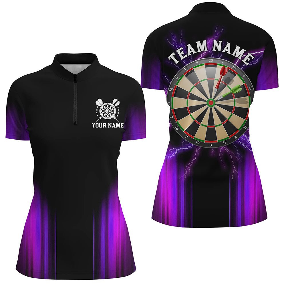 Schwarzes und lila Darts Polo - Shirt, personalisierte Darts - Trikots für das Team N9334 - Outfitsuche