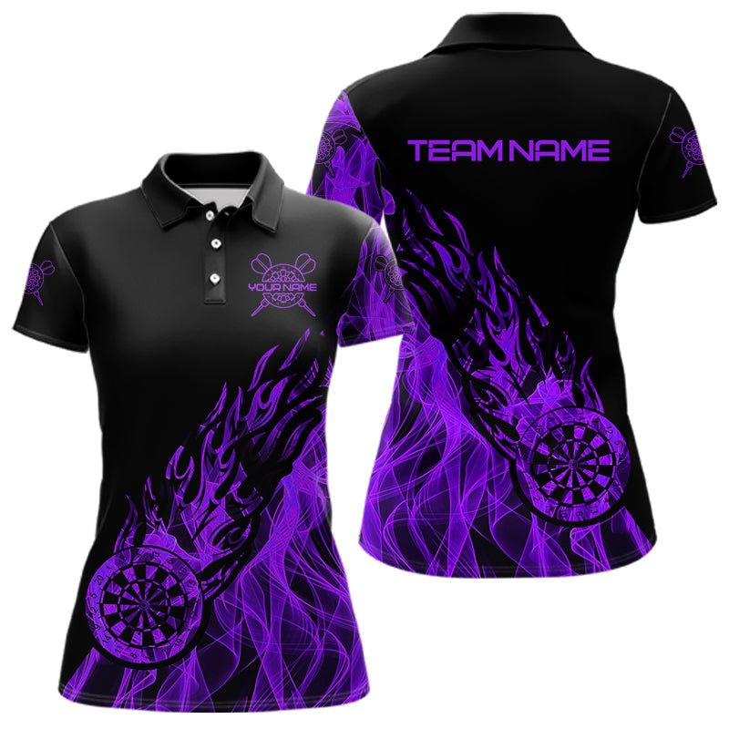 Schwarzes und lila Feuermuster Dart Polo Shirt - Individuelles Dart - Trikot T3409 - Outfitsuche