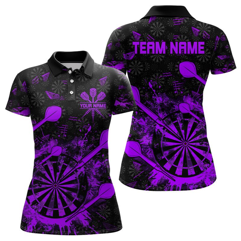 Schwarzes und lila Grunge Darts Polo, personalisiertes Dartshirt für Teams T3276 - Outfitsuche