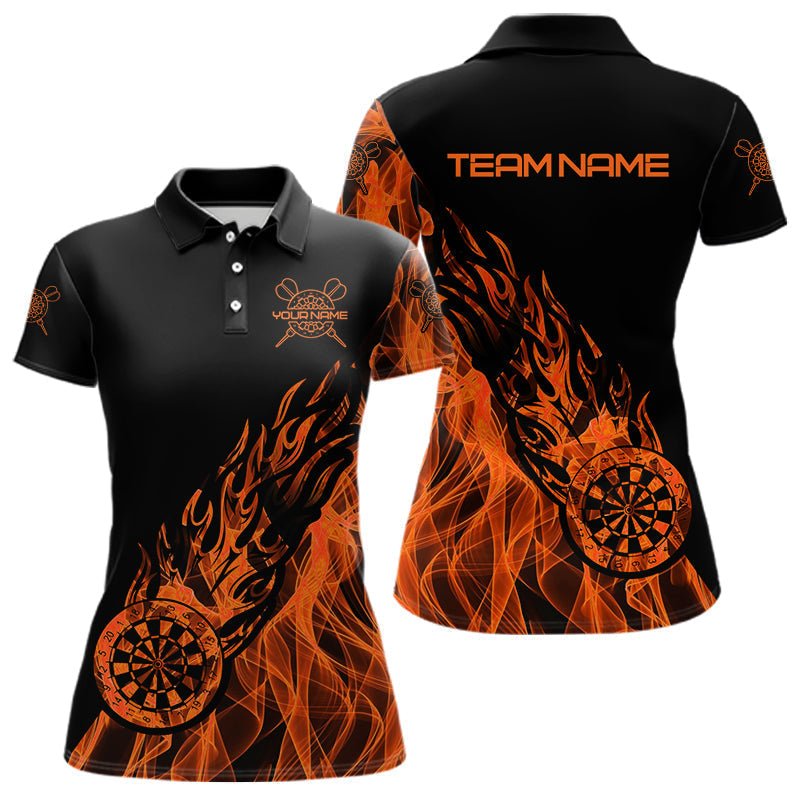 Schwarzes und oranges Feuerflammen Dart Polo Shirt – Individuelles Darttrikot T3410 - Outfitsuche