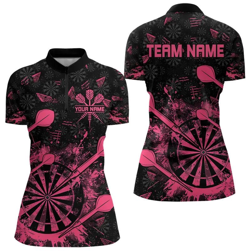 Schwarzes und pinkes Grunge Darts Polo, personalisiertes Dart - Shirt für Teams T3465 - Outfitsuche