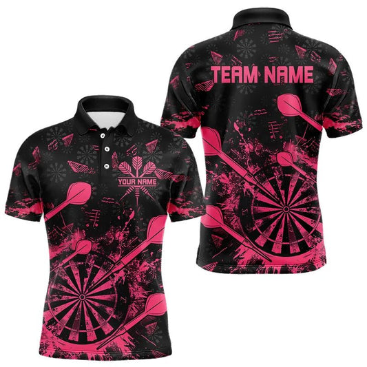 Schwarzes und pinkes Grunge Darts Polo, personalisiertes Dart - Shirt für Teams T3465 - Outfitsuche
