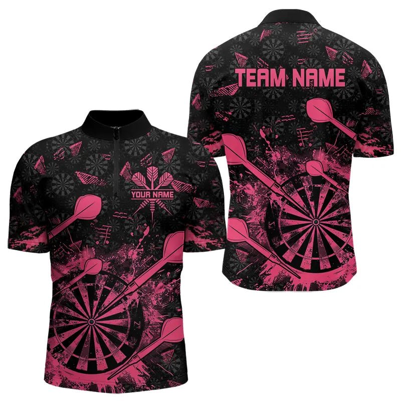 Schwarzes und pinkes Grunge Darts Polo, personalisiertes Dart - Shirt für Teams T3465 - Outfitsuche