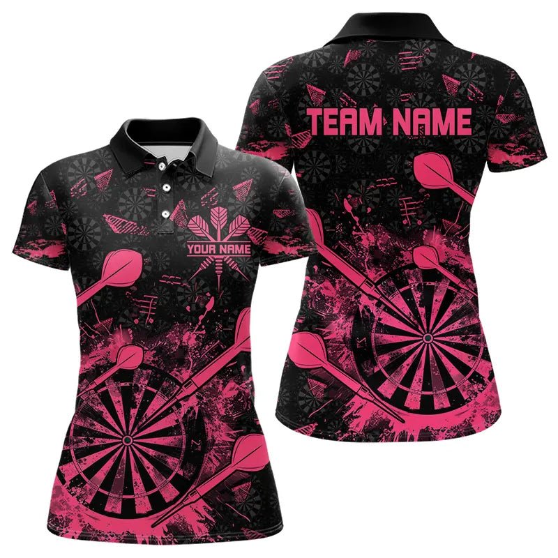 Schwarzes und pinkes Grunge Darts Polo, personalisiertes Dart - Shirt für Teams T3465 - Outfitsuche