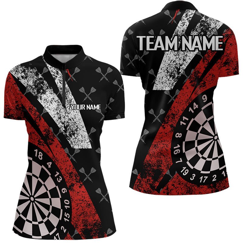 Schwarzes und rotes Grunge Darts Polo Shirt, individuelle Darts - Trikots T3447 - Outfitsuche