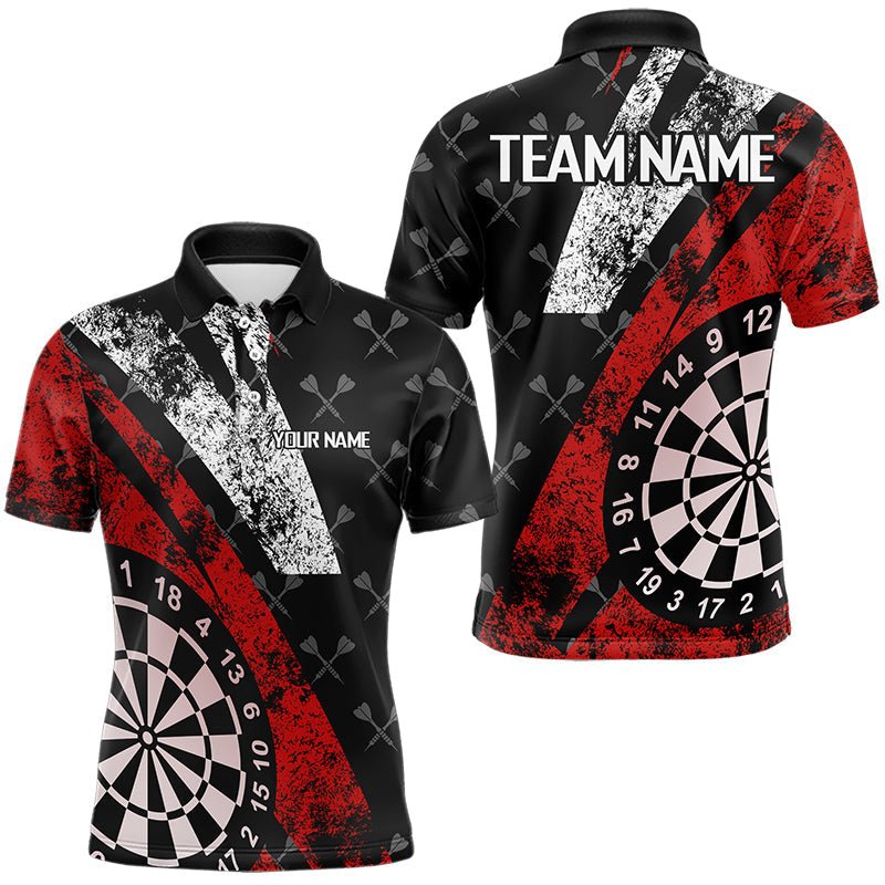 Schwarzes und rotes Grunge Darts Polo Shirt, individuelle Darts - Trikots T3447 - Outfitsuche