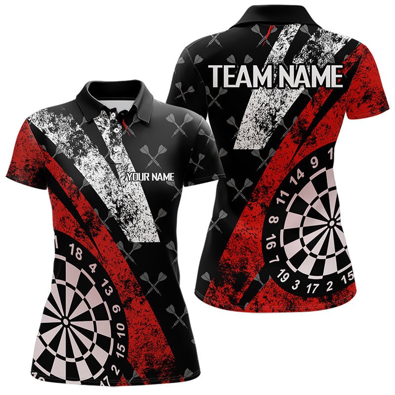 Schwarzes und rotes Grunge Darts Polo Shirt, individuelle Darts - Trikots T3447 - Outfitsuche