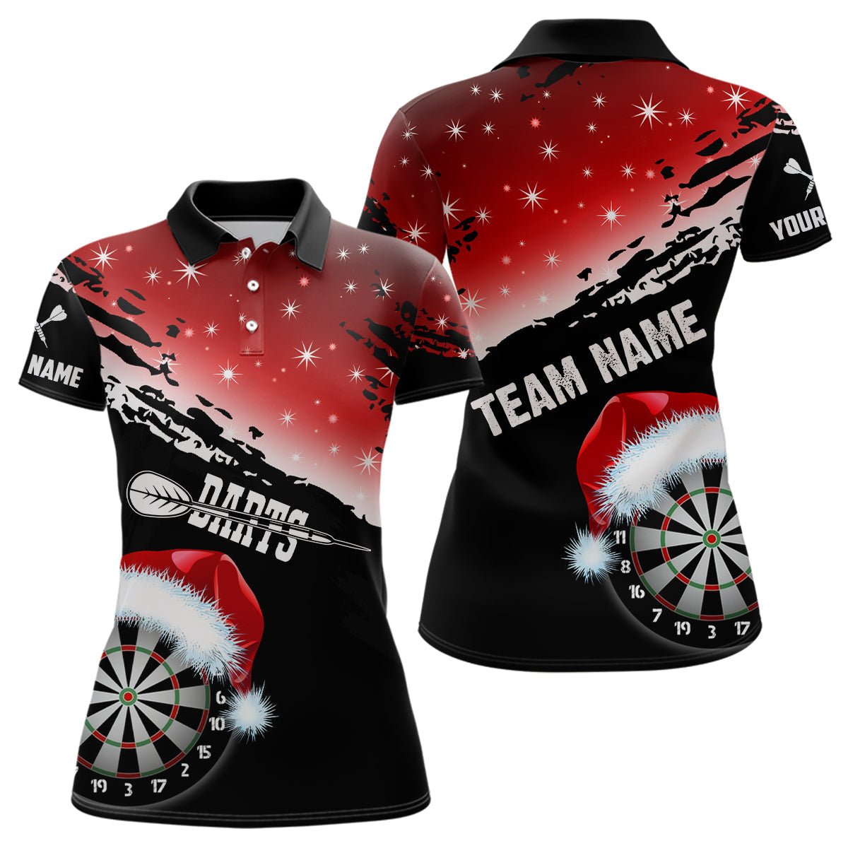 Schwarzes und rotes Weihnachts - Dartboard - Personalisierte Dart - Shirts für Frauen, Lustige Xmas Dart - Jerseys T2953 - Outfitsuche