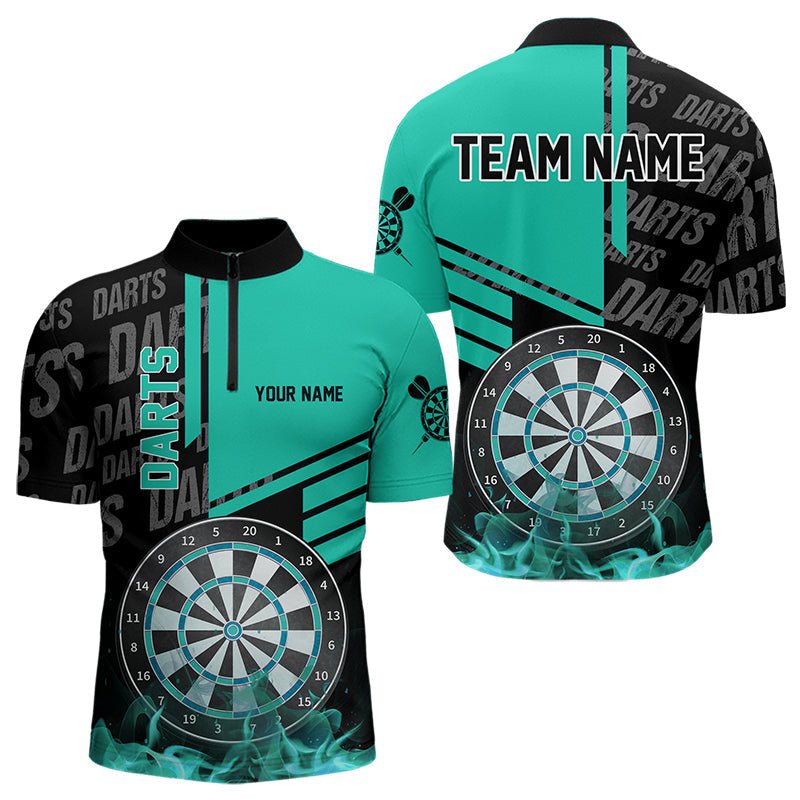 Schwarzes und Türkises Darts Polo - Shirt für individuelle Darts - Liga - Teamjerseys T3413 - Outfitsuche