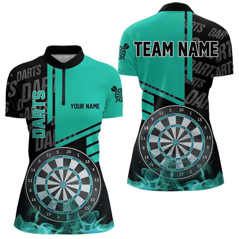 Schwarzes und Türkises Darts Polo - Shirt für individuelle Darts - Liga - Teamjerseys T3413 - Outfitsuche