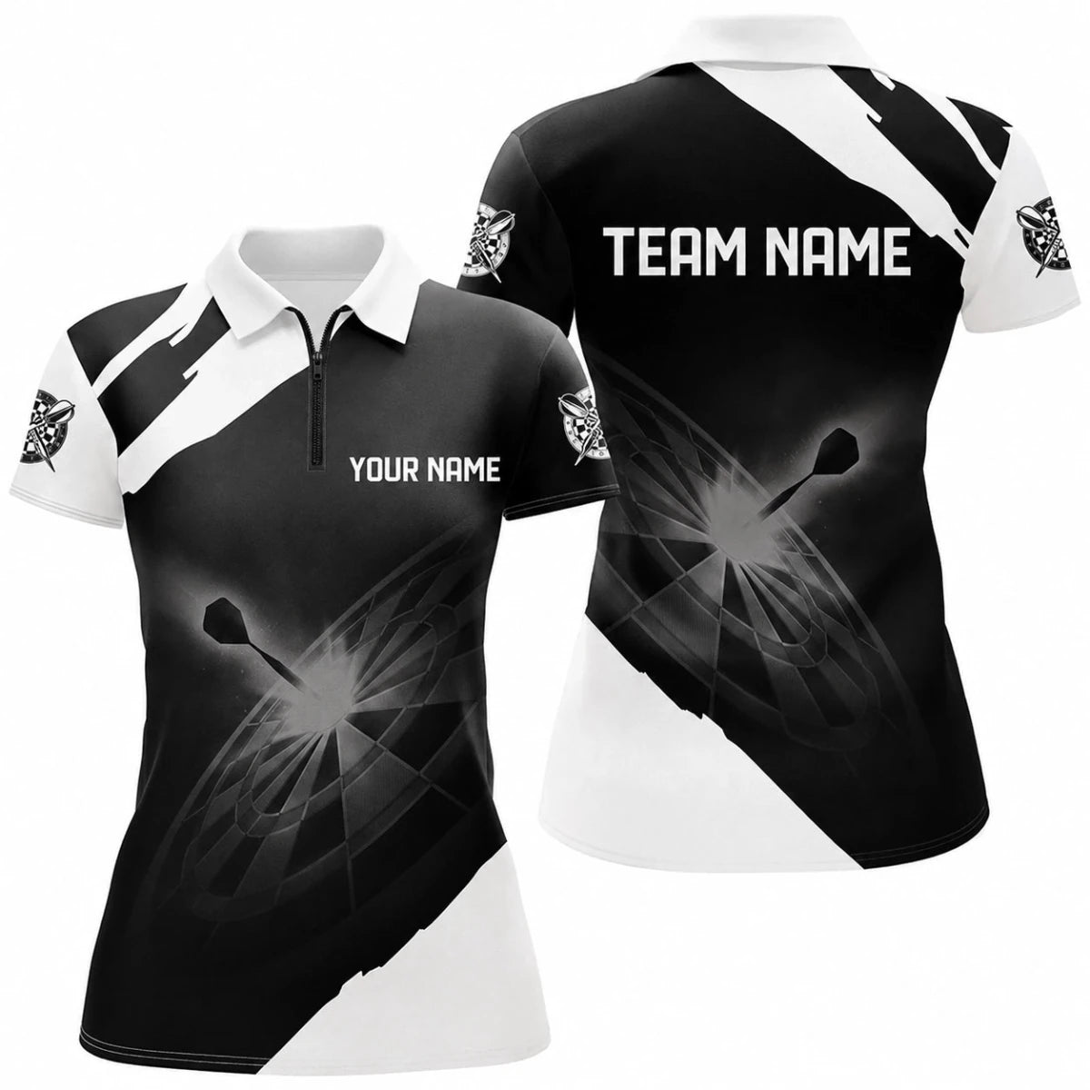 Schwarzes weißes Damen-Darts-Poloshirt L1395 - Outfitsuche