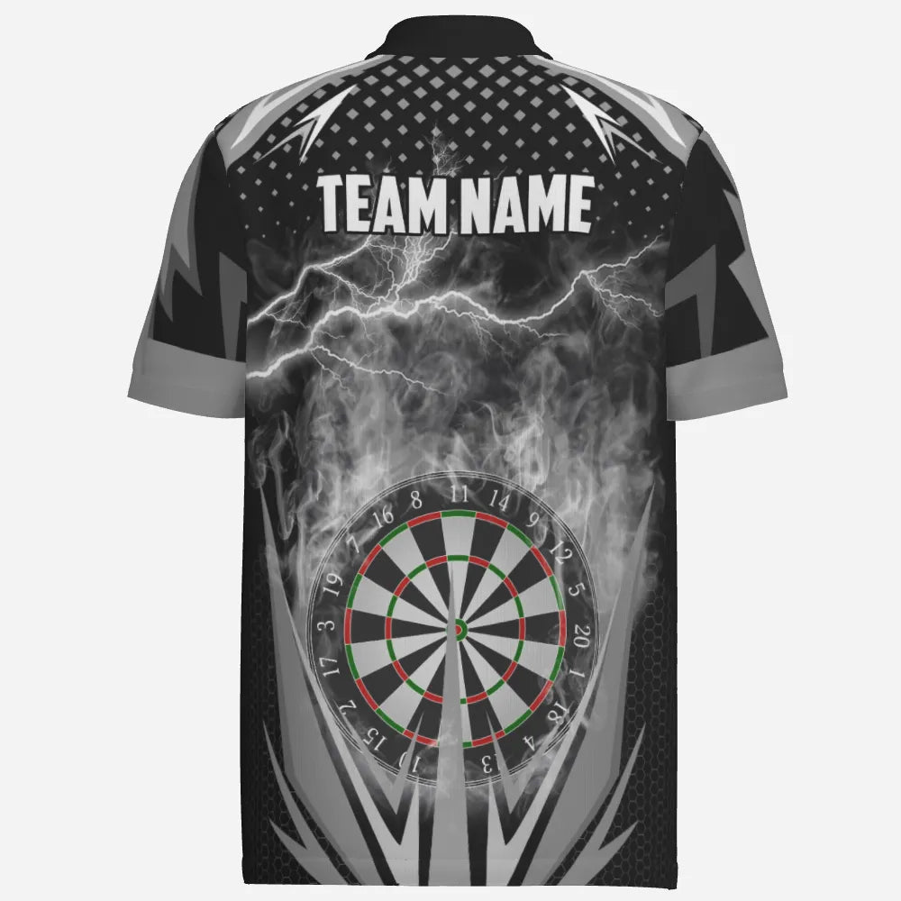 Schwarzes & Weißes Thunder Flame Darts Herren Polo Shirt, individuell anpassbares Darts Shirt für Männer, Dart Trikots Q419 - Outfitsuche