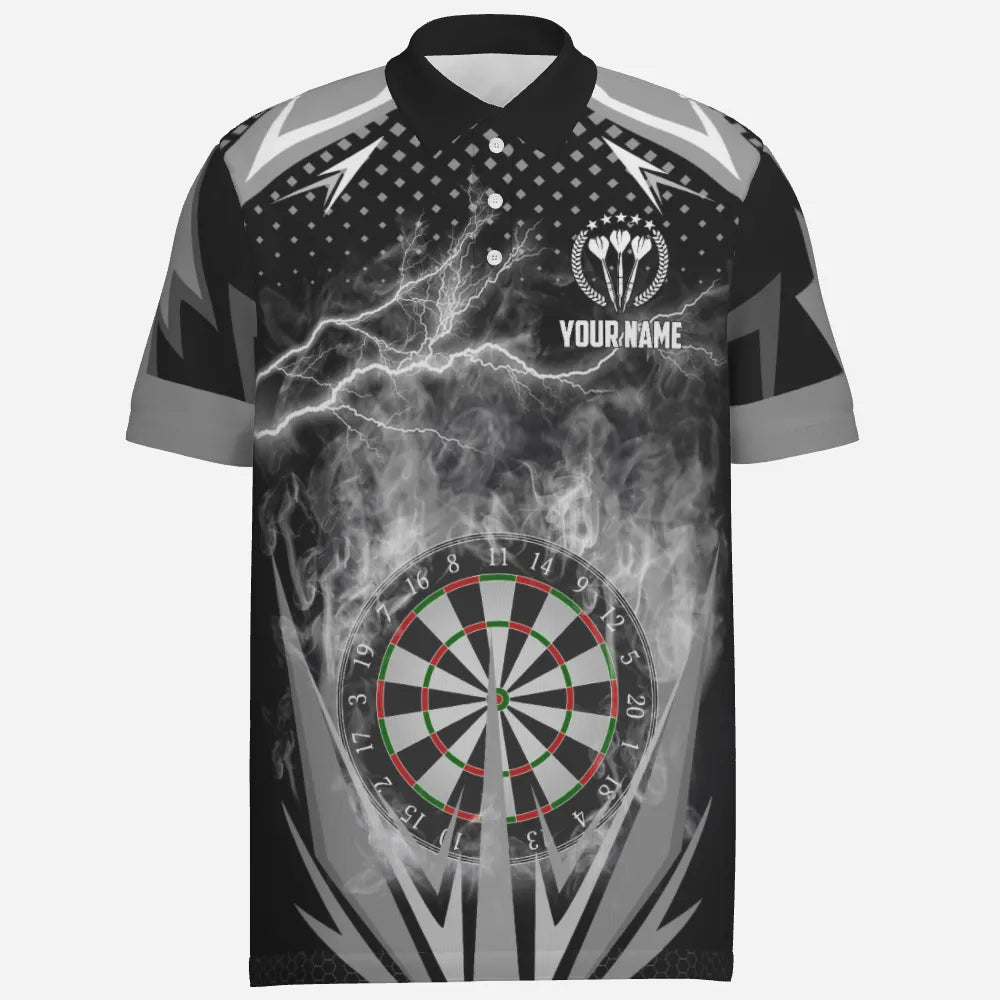 Schwarzes & Weißes Thunder Flame Darts Herren Polo Shirt, individuell anpassbares Darts Shirt für Männer, Dart Trikots Q419 - Outfitsuche