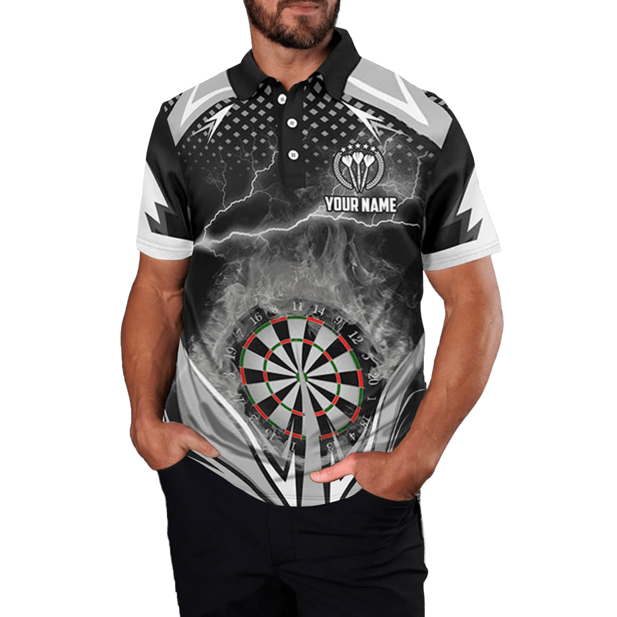 Schwarzes & Weißes Thunder Flame Darts Herren Polo Shirt Q419 - Outfitsuche