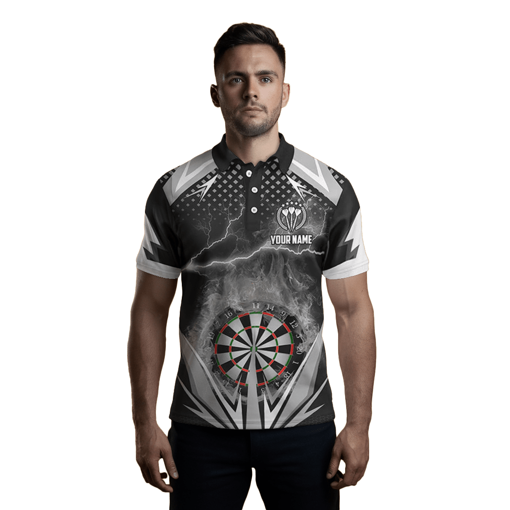 Schwarzes & Weißes Thunder Flame Darts Herren Polo Shirt Q419 - Outfitsuche