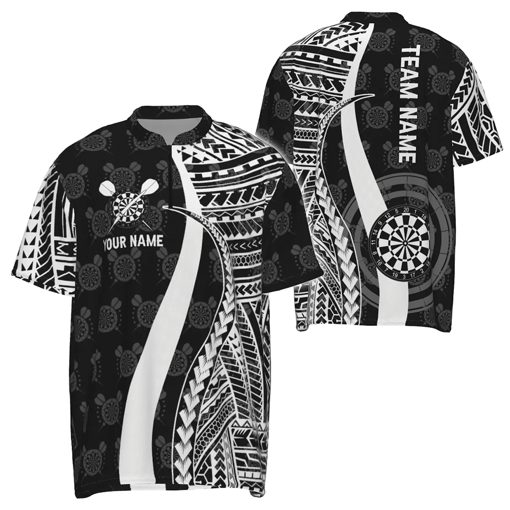 Schwarzes weißes Tribal Herren Darts Polo Shirt Q442 - Outfitsuche