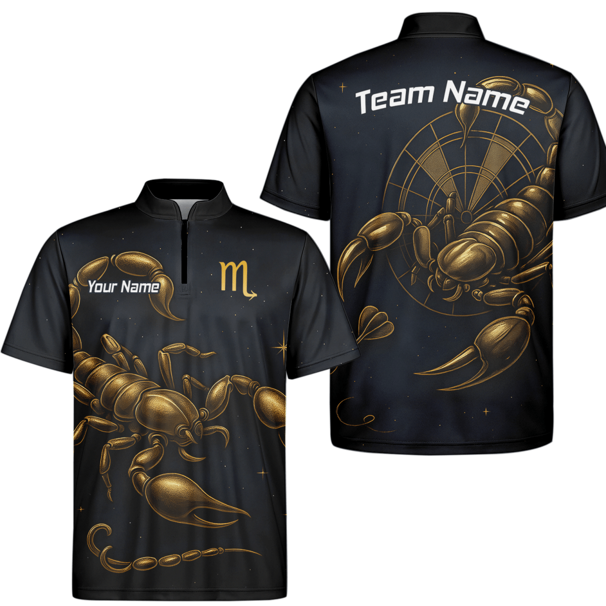 Skorpion Königin Dartshirt – Personalisierbares Sternzeichen - Trikot mit goldenem Skorpion & Wunschname | Outfitsuche Deutschland KH9904 - Outfitsuche