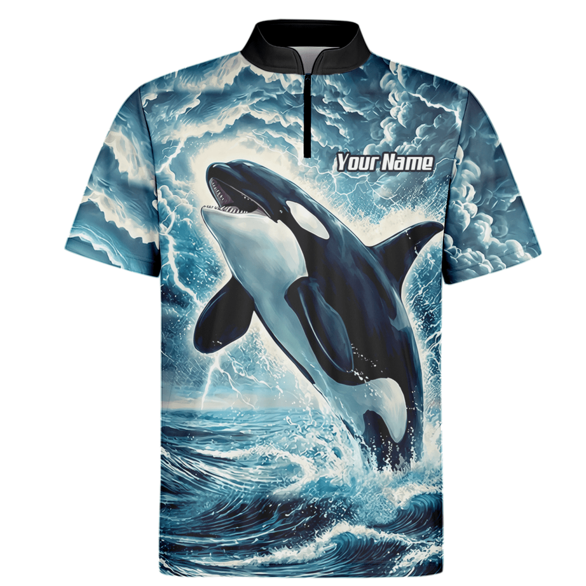 Storm Blue Orca Darttrikot – Gewitter - Ozean - Design mit Namens - & Team - Personalisierung TH9270 - Outfitsuche