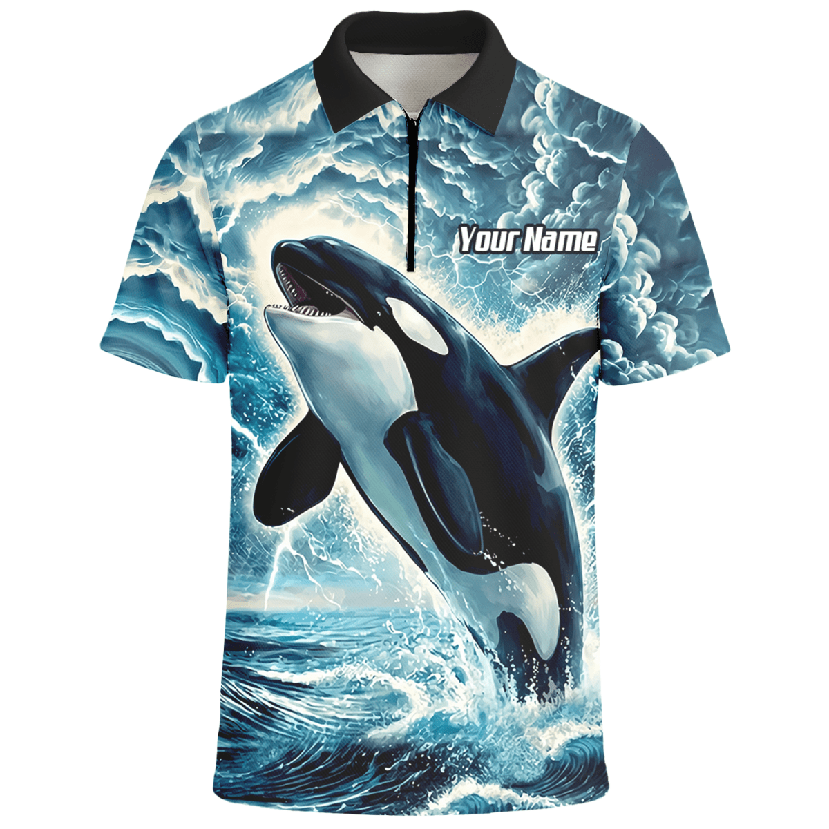 Storm Blue Orca Darttrikot – Gewitter - Ozean - Design mit Namens - & Team - Personalisierung TH9270 - Outfitsuche