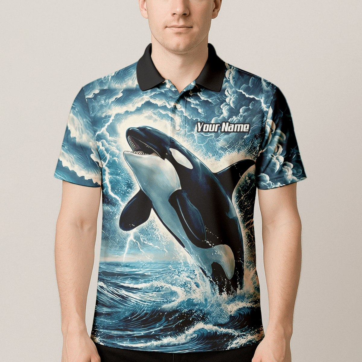 Storm Blue Orca Darttrikot – Gewitter - Ozean - Design mit Namens - & Team - Personalisierung TH9270 - Outfitsuche