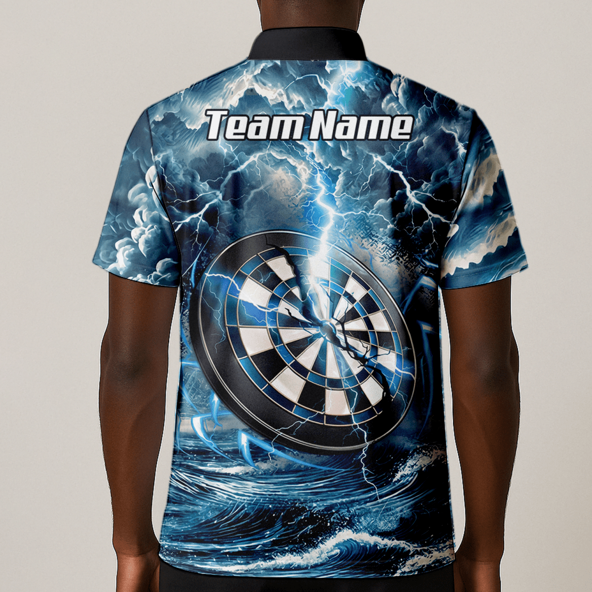 Storm Blue Orca Darttrikot – Gewitter - Ozean - Design mit Namens - & Team - Personalisierung TH9270 - Outfitsuche