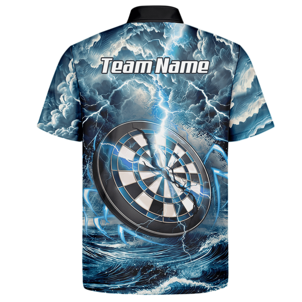 Storm Blue Orca Darttrikot – Gewitter - Ozean - Design mit Namens - & Team - Personalisierung TH9270 - Outfitsuche