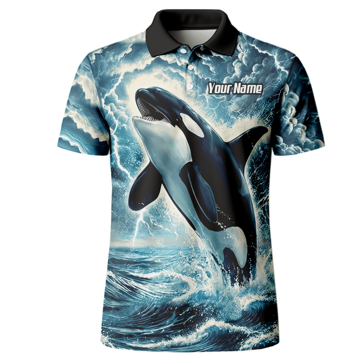 Storm Blue Orca Darttrikot – Gewitter - Ozean - Design mit Namens - & Team - Personalisierung TH9270 - Outfitsuche