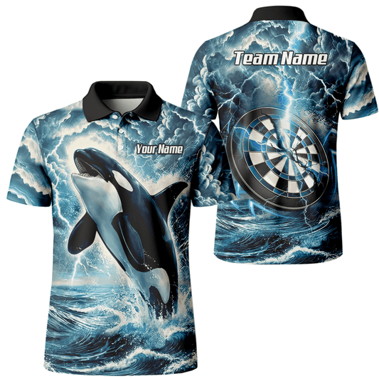 Storm Blue Orca Darttrikot – Gewitter - Ozean - Design mit Namens - & Team - Personalisierung TH9270 - Outfitsuche