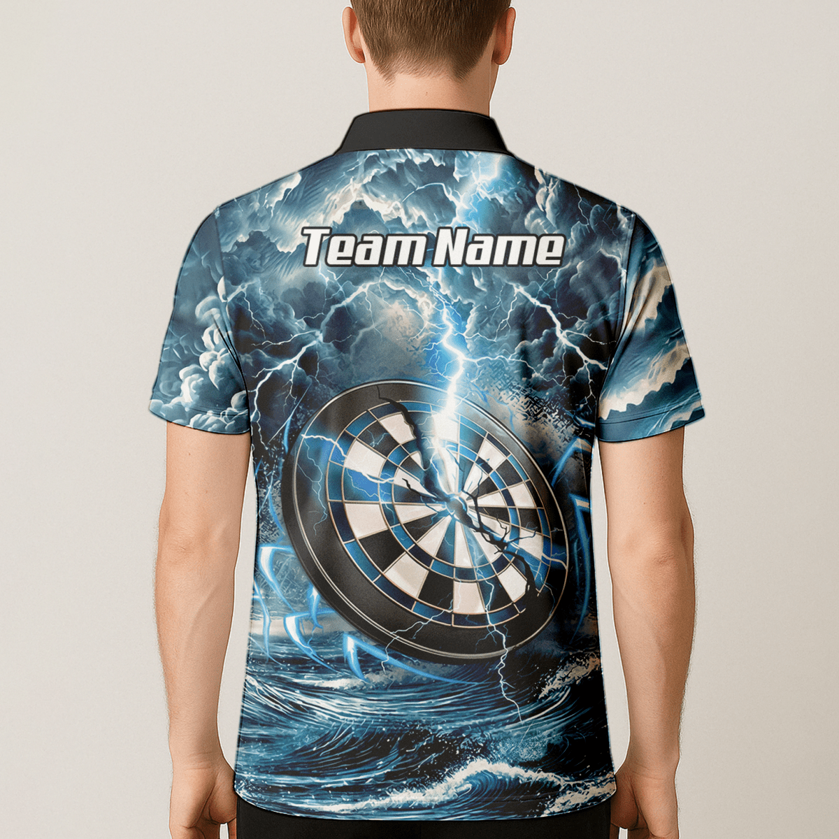 Storm Blue Orca Darttrikot – Gewitter - Ozean - Design mit Namens - & Team - Personalisierung TH9270 - Outfitsuche