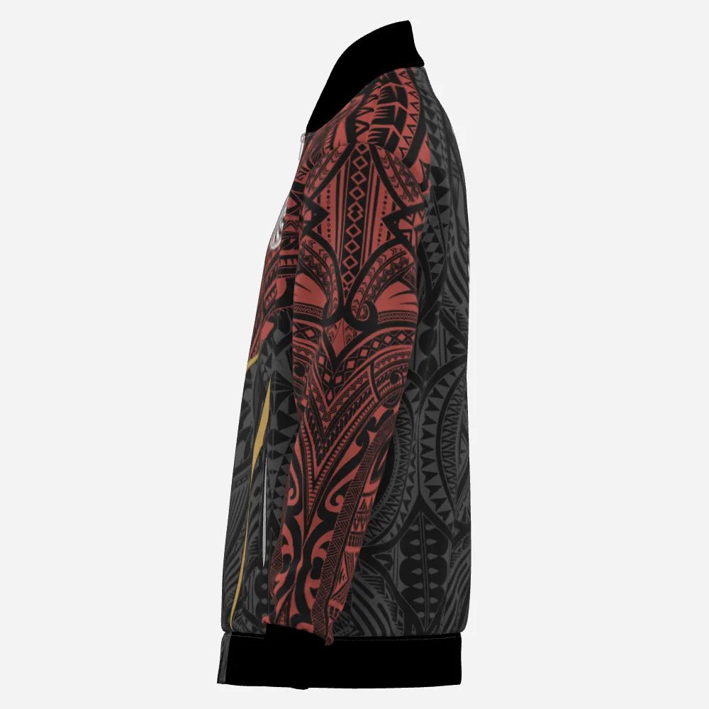 Stylische Dartsjacke mit Rot - Gelbem Tribal - Muster – Ideal für Turniere! Y94 - Outfitsuche