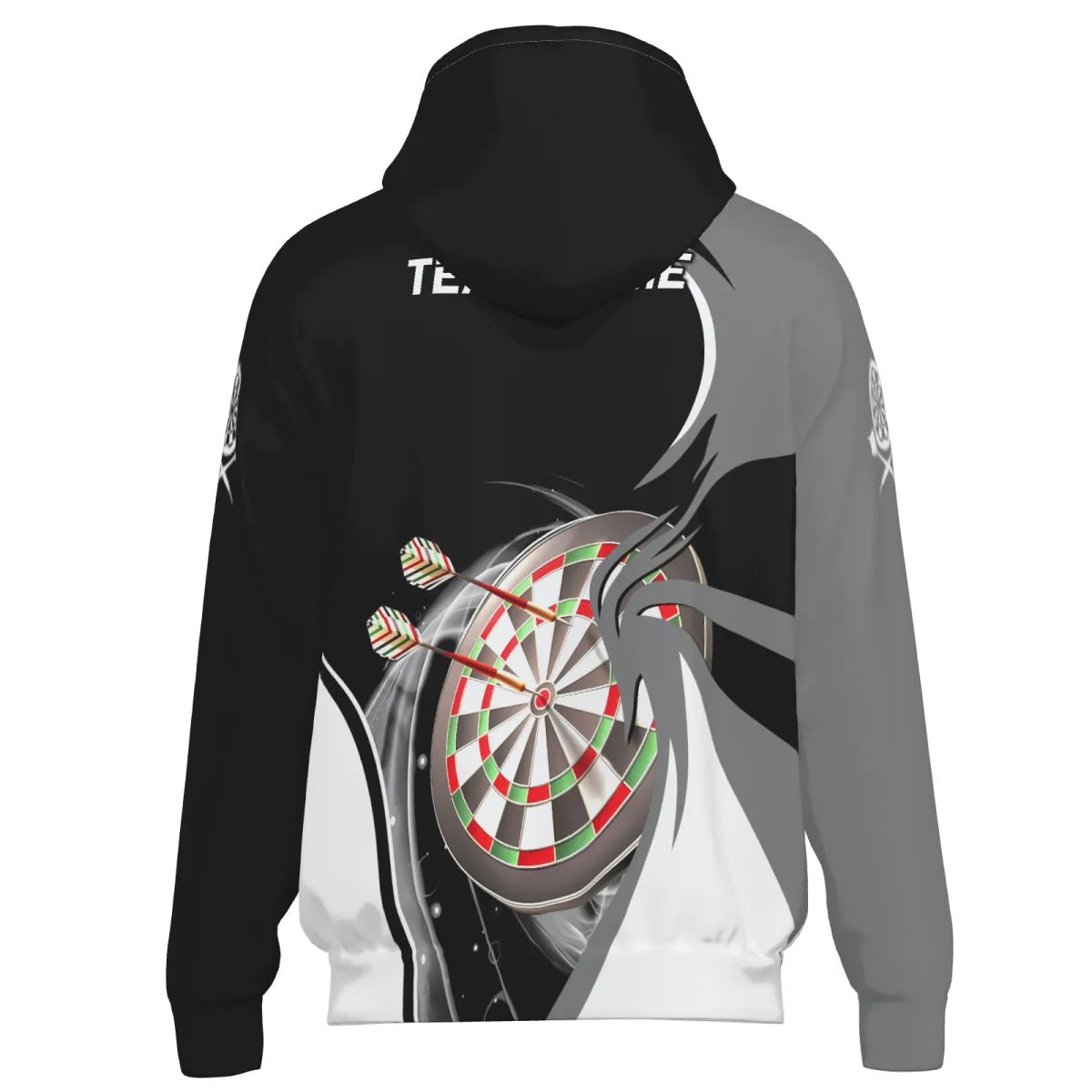 Stylische Grauschwarze Zip - Hoodie für Darts - Fans e5637 - Outfitsuche