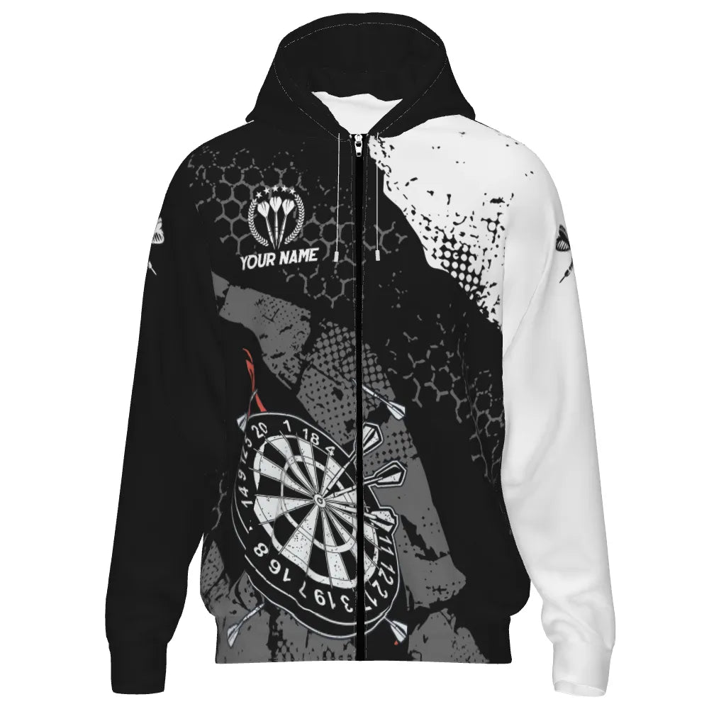 Stylischer Retro Darts Hoodie mit Schwarz - Weiß - Muster – Perfekt für Darts - Fans! y5462 - Outfitsuche