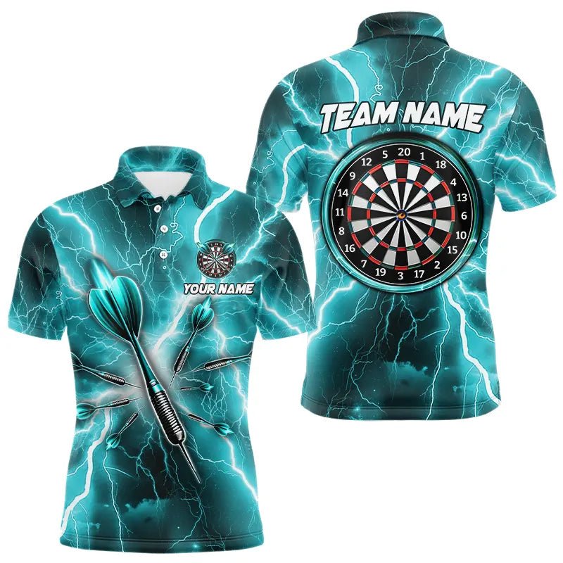 Türkis Blitz 3D Darts Polo Shirt - Individuelles Darttrikot T3339 - Outfitsuche