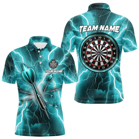 Türkis Blitz 3D Darts Polo Shirt - Individuelles Darttrikot T3339 - Outfitsuche